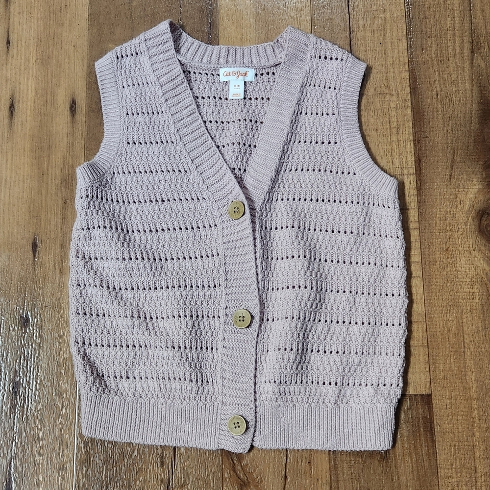 Cat & Jack Girls Knit Button-Up Vest Size Medium